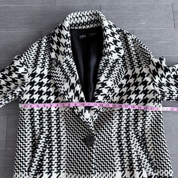 Zara Oversized Plaid Houndstooth Coat Longline 8083/114/070 M Blogger Favorite - Picture 14 of 16